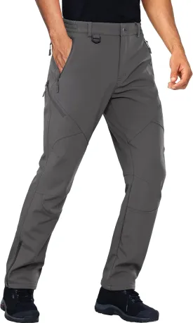 Stlight Mens Snow Ski Water Repellent Softshell Pants for Winter Hiking Fleece Lined Bottom Leg Zipper with 6 Zip Pockets