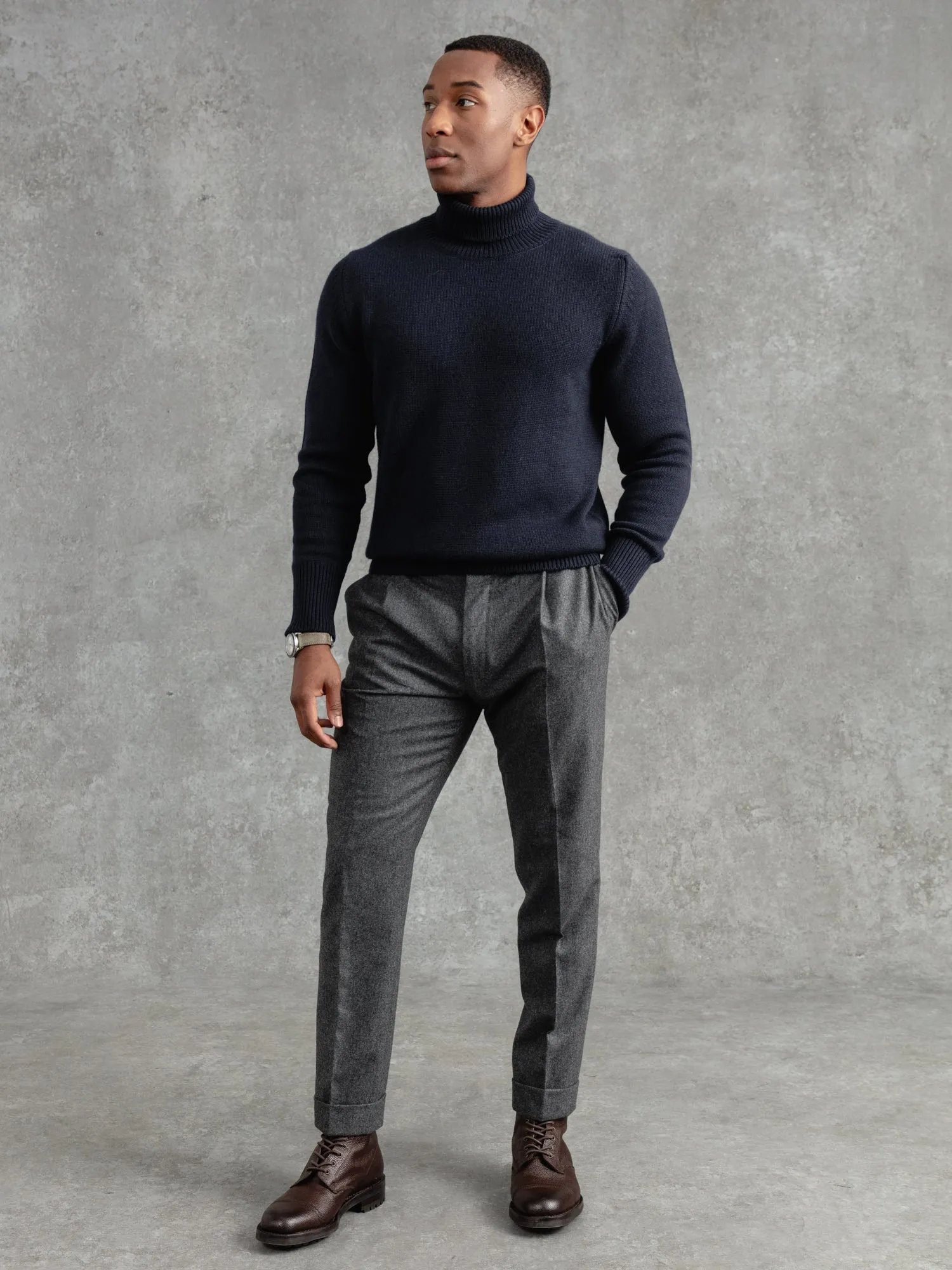 The Cashmere Submariner Rollneck - Midnight