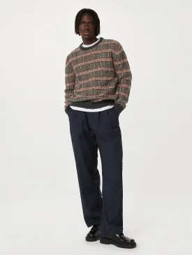 The Donegal Striped Crewneck Sweater in Light Beige