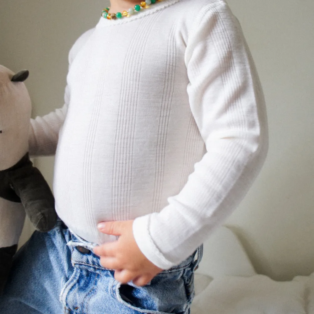 Tothemoon ☾ - Body - Long sleeve - Wool & silk - Needle pattern - Natural