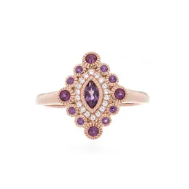 Tremezzo Collection Vintage Rhodolite Garnet and Diamond Ring