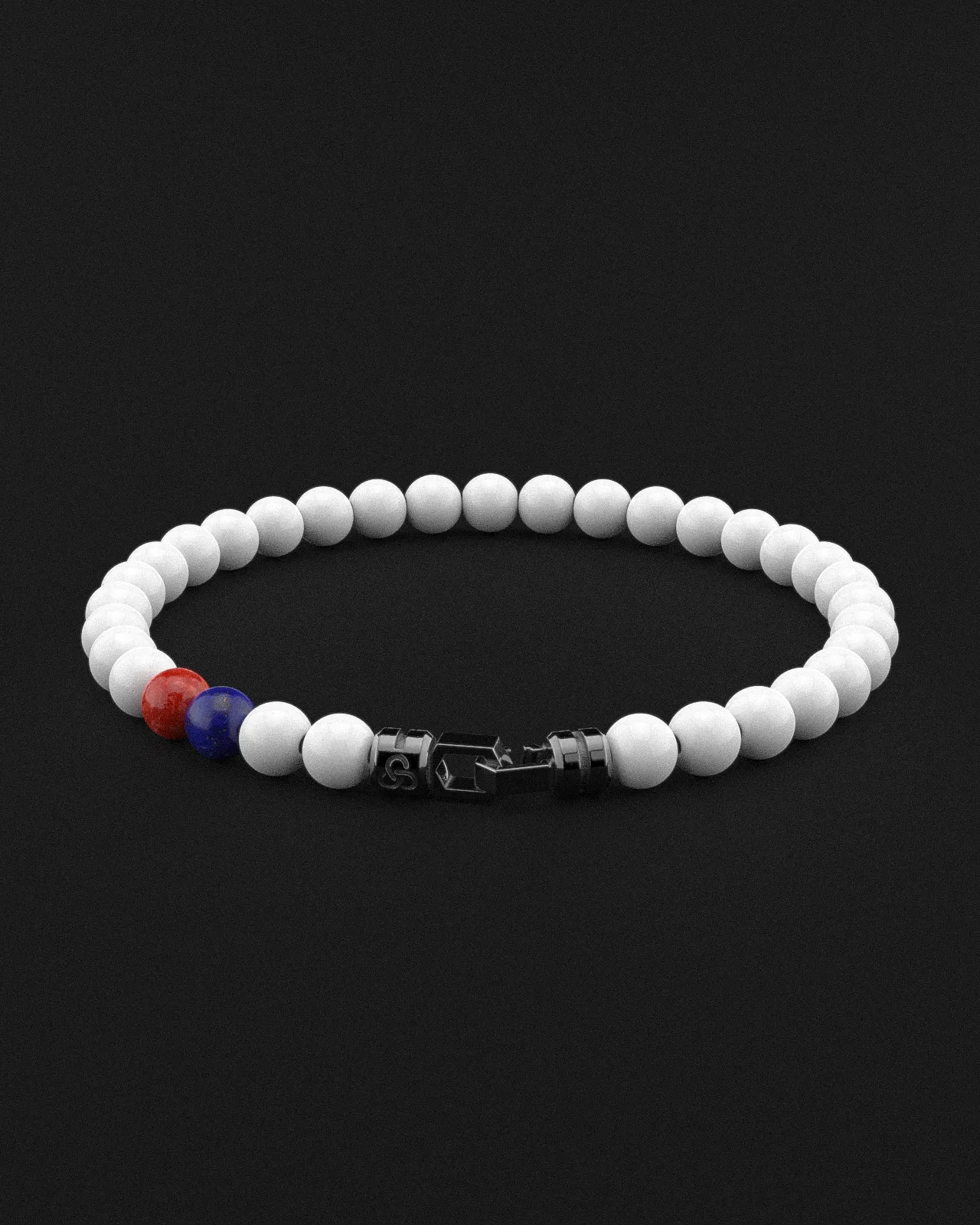 Tridacna   Lapis Lazuli   Red Coral Jade Bracelet 6mm | VERTEX
