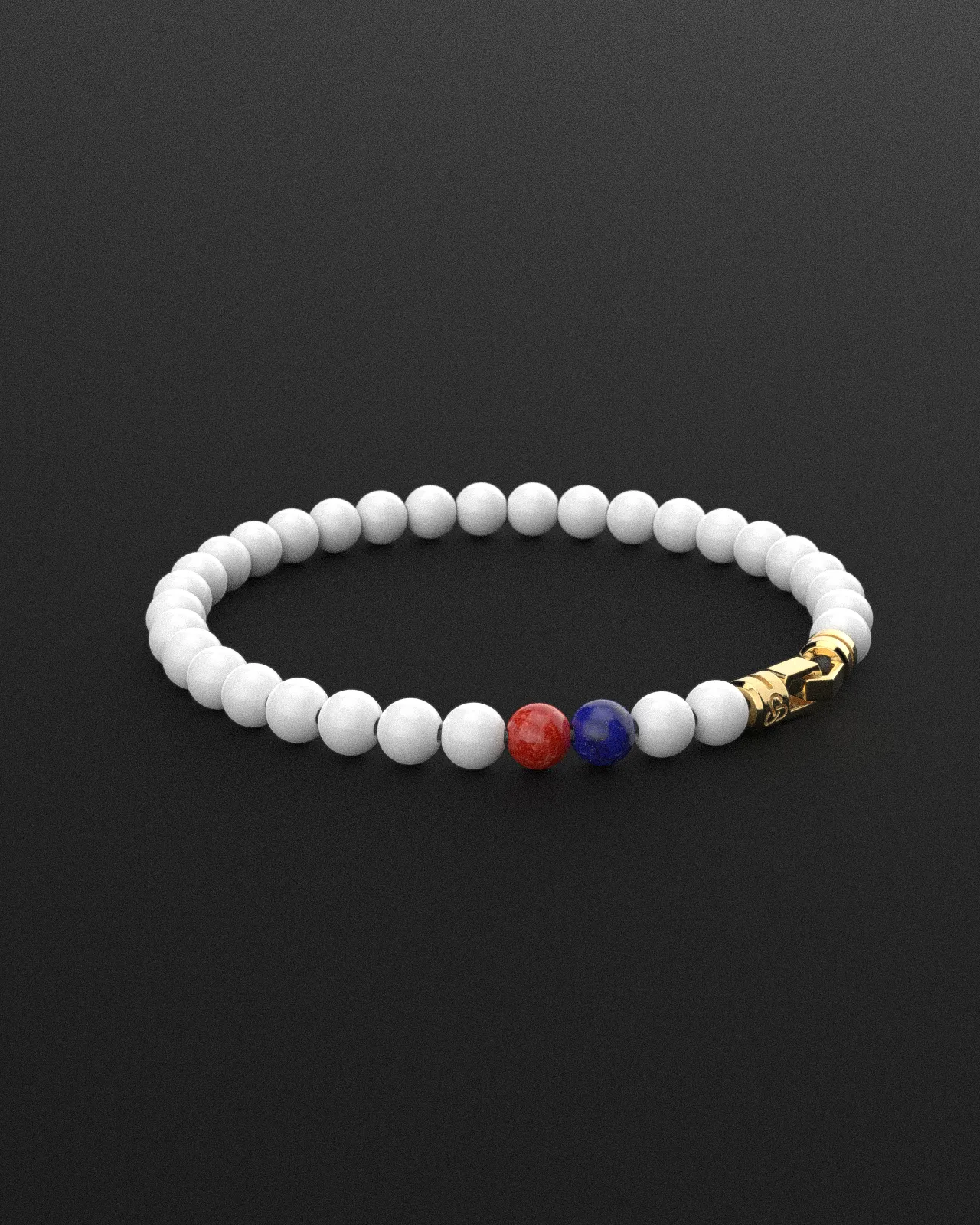 Tridacna   Lapis Lazuli   Red Coral Jade Bracelet 6mm | VERTEX