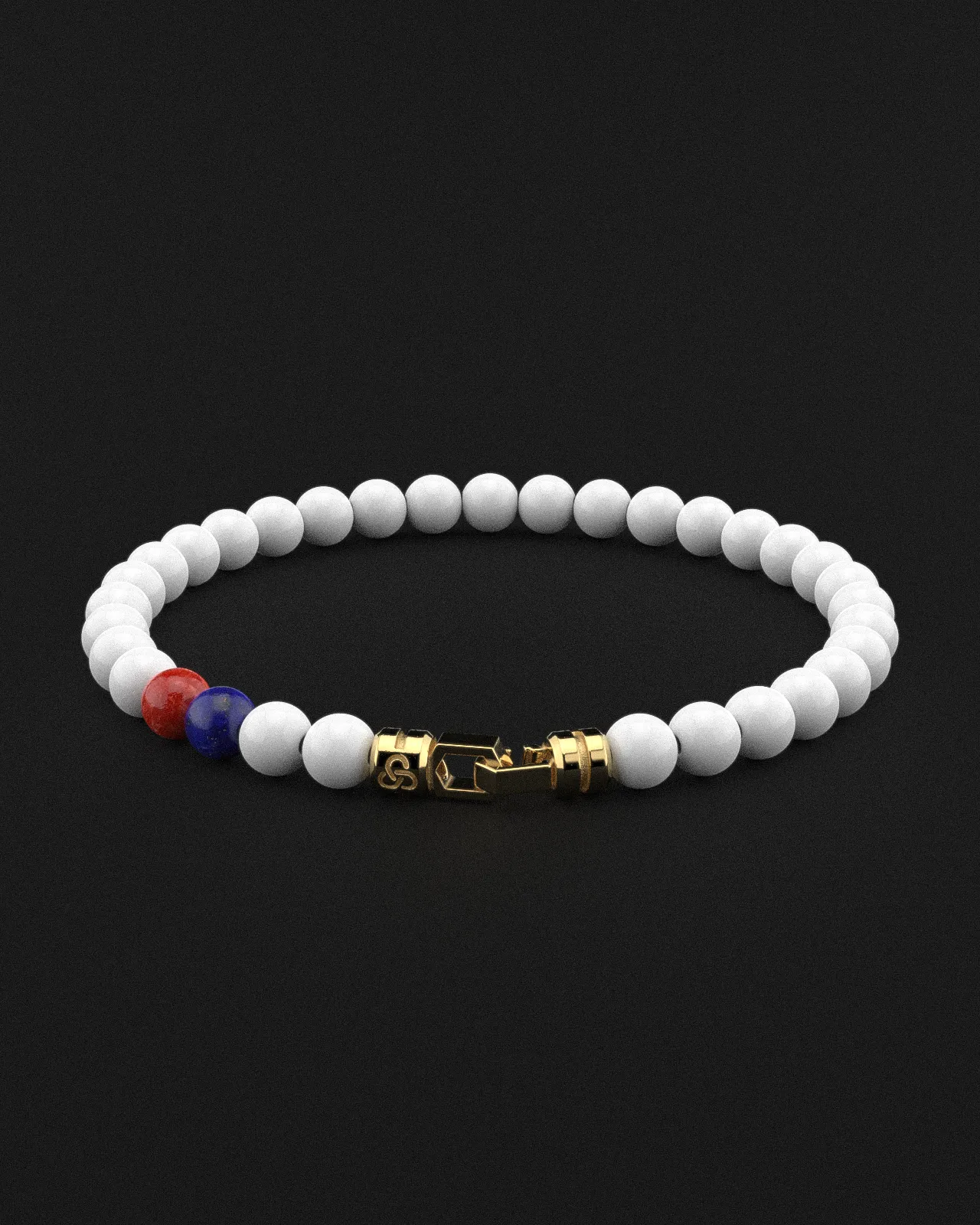 Tridacna   Lapis Lazuli   Red Coral Jade Bracelet 6mm | VERTEX