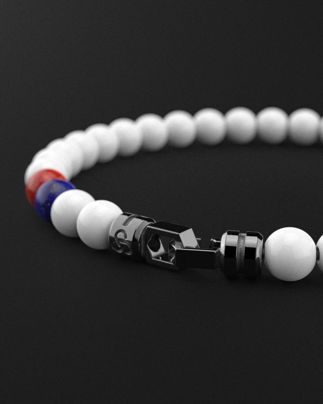 Tridacna   Lapis Lazuli   Red Coral Jade Bracelet 6mm | VERTEX