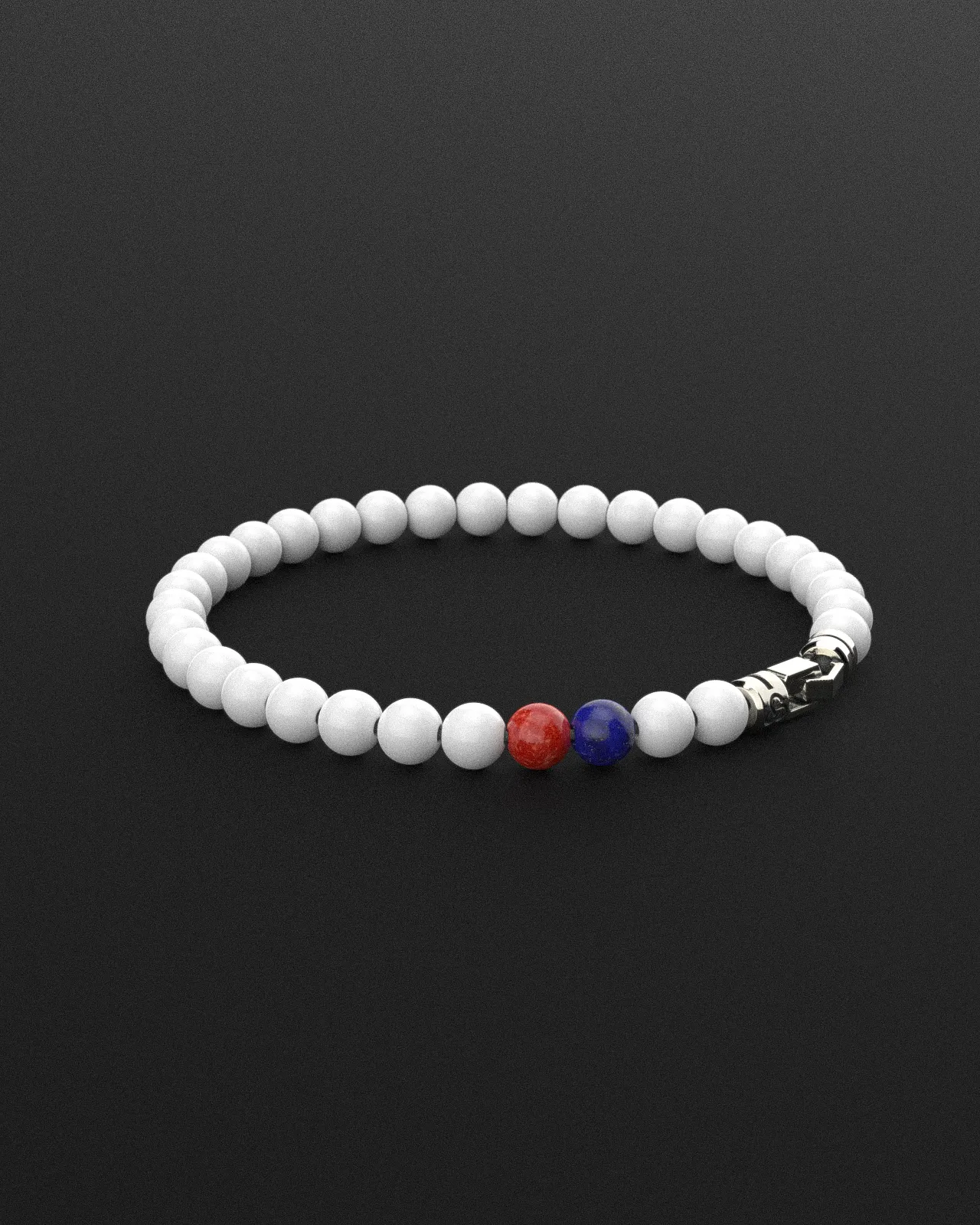 Tridacna   Lapis Lazuli   Red Coral Jade Bracelet 6mm | VERTEX