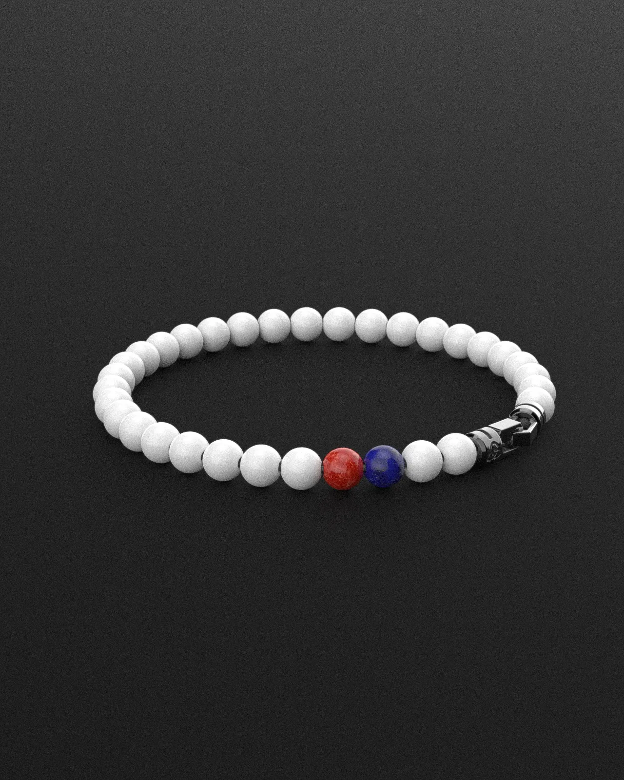 Tridacna   Lapis Lazuli   Red Coral Jade Bracelet 6mm | VERTEX
