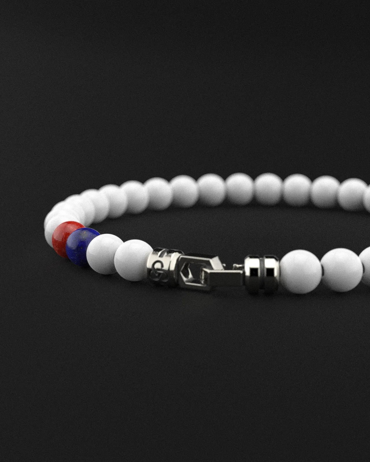 Tridacna   Lapis Lazuli   Red Coral Jade Bracelet 6mm | VERTEX