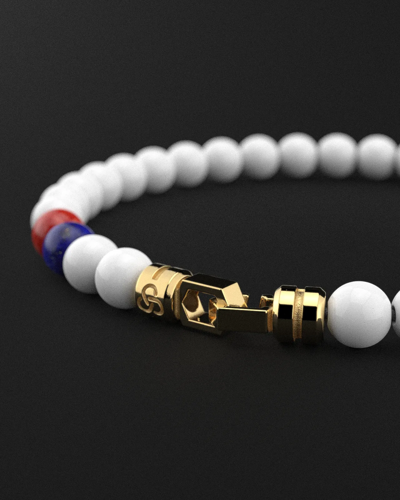 Tridacna   Lapis Lazuli   Red Coral Jade Bracelet 6mm | VERTEX