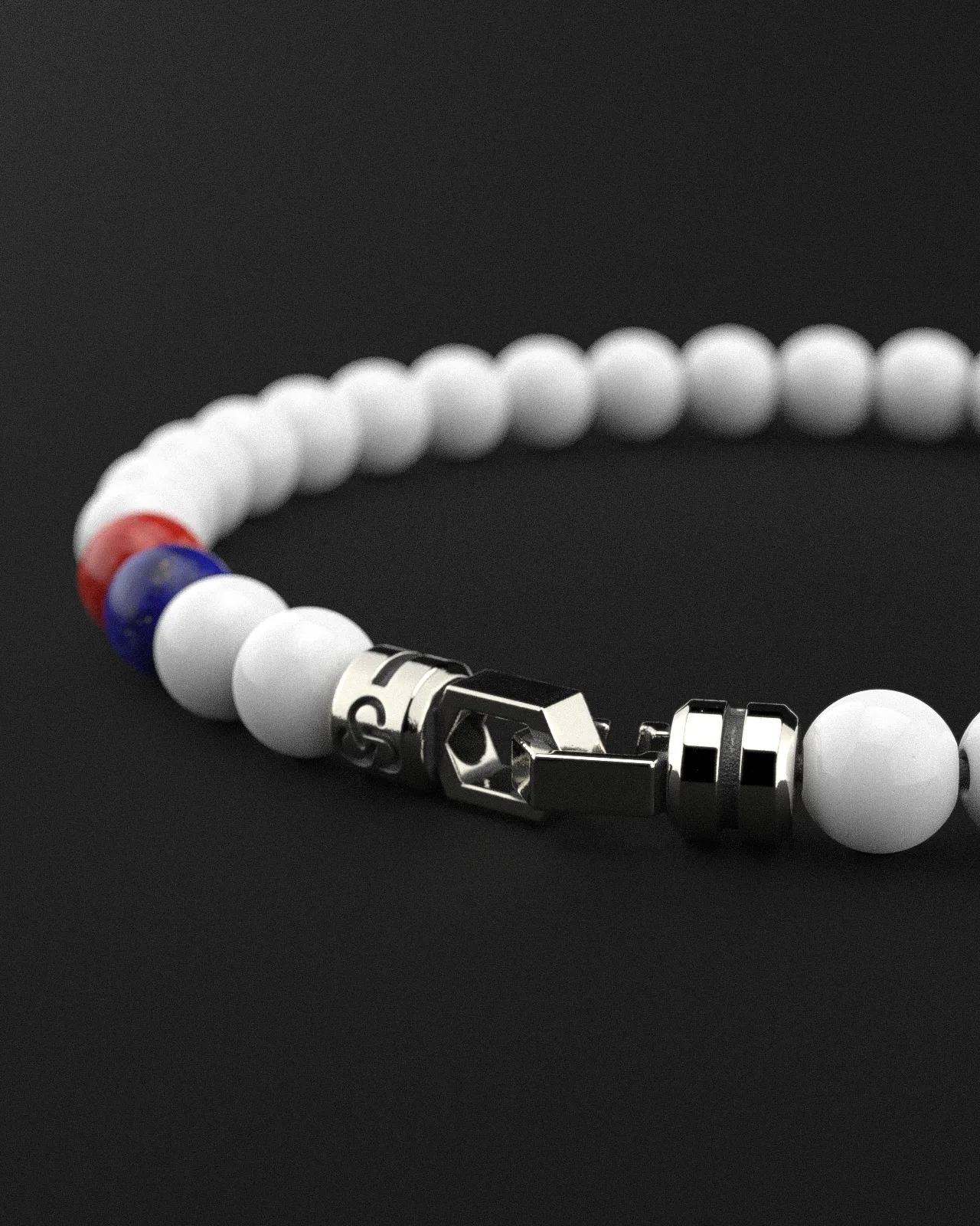 Tridacna   Lapis Lazuli   Red Coral Jade Bracelet 6mm | VERTEX