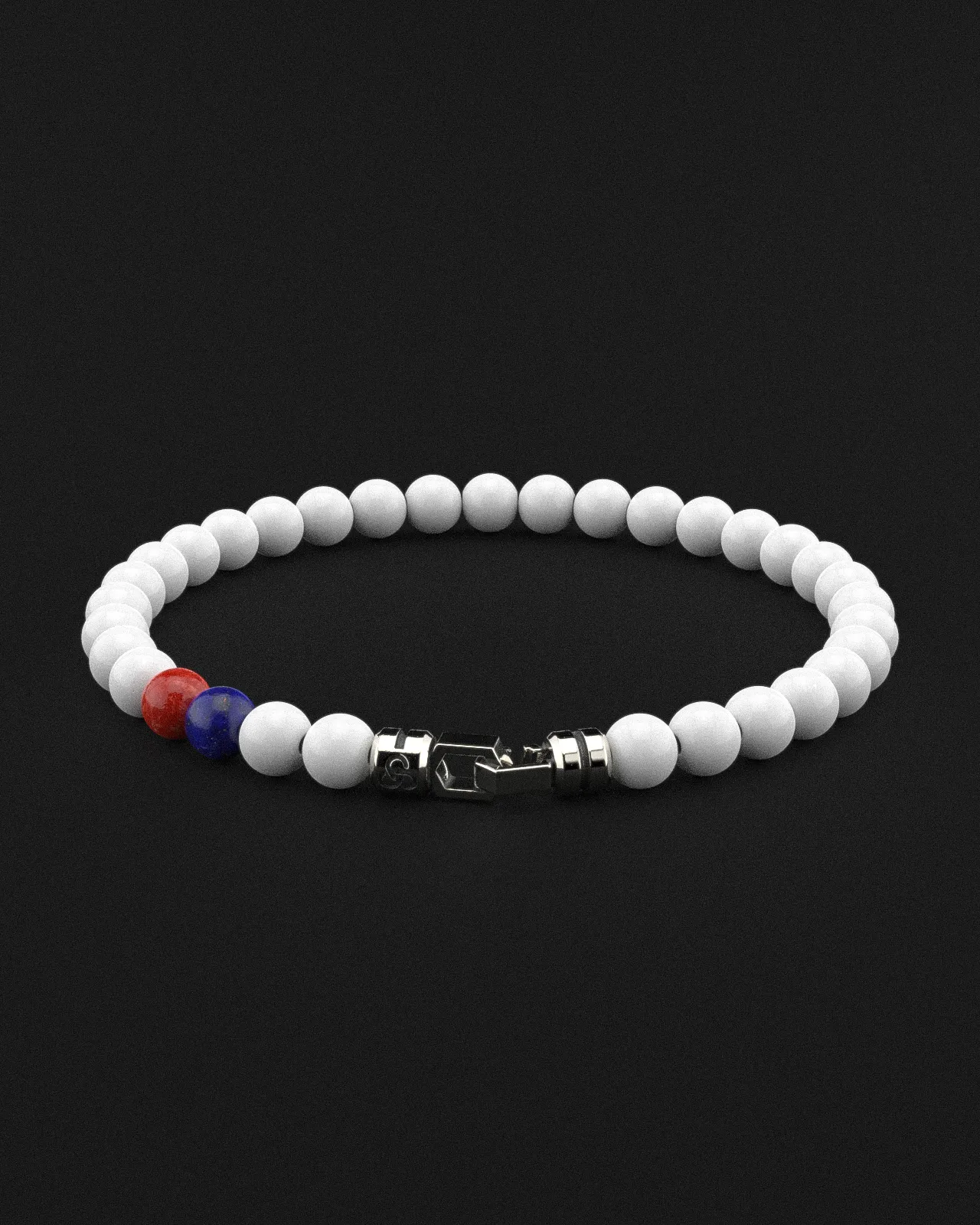 Tridacna   Lapis Lazuli   Red Coral Jade Bracelet 6mm | VERTEX