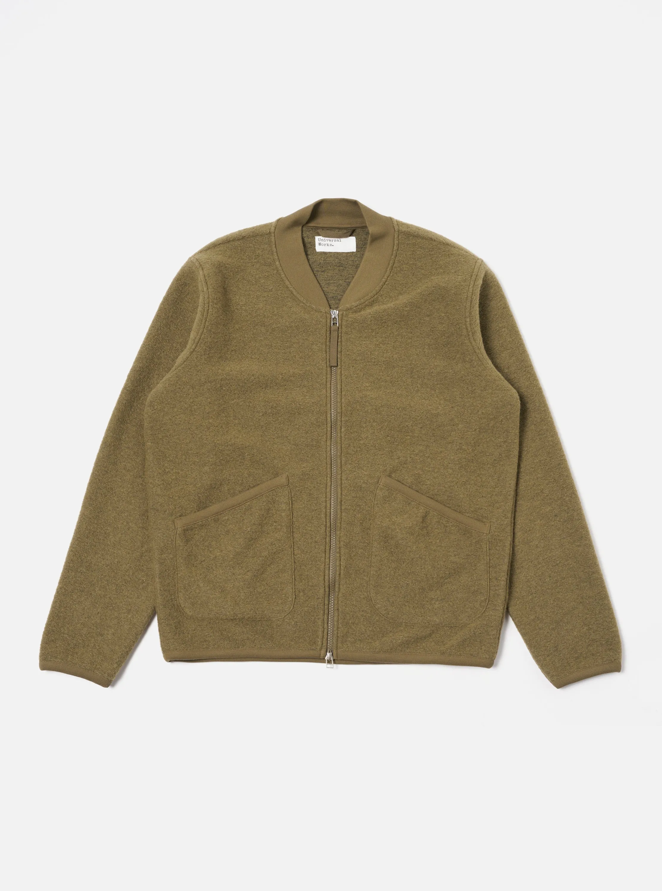 Universal Works Zip Bomber in Lovat Wool Fleece
