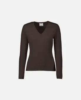 V-Pullover aus Cashmere in Braun