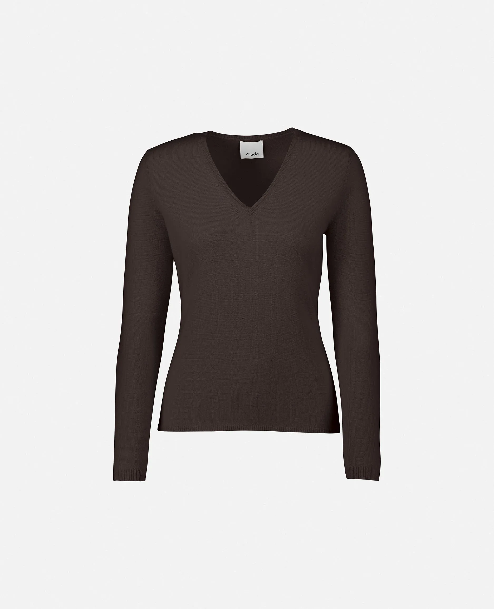 V-Pullover aus Cashmere in Braun