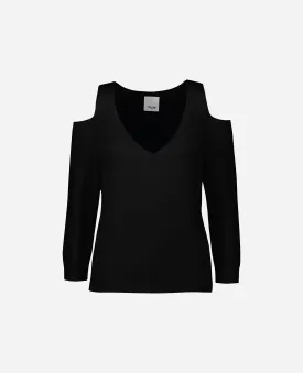 V-Pullover aus Cashmere-Mischung in Schwarz