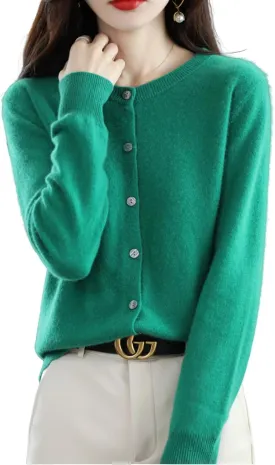Women Cardigan Warm Cashmere Sweaters, 100% Cashmere Sweater Women's, O-Neck Cardigan Sweater Coat