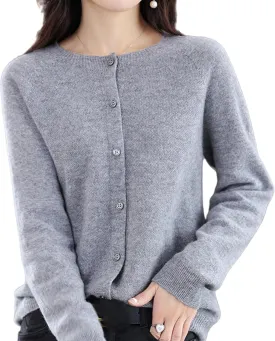 Women Cardigan Warm Cashmere Sweaters, 100% Cashmere Sweater Women's, O-Neck Cardigan Sweater Coat