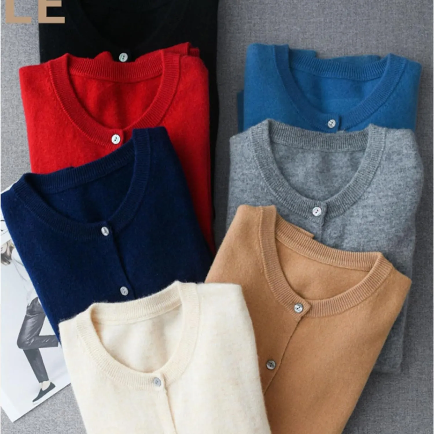 Women Cardigan Warm Cashmere Sweaters, 100% Cashmere Sweater Women's, O-Neck Cardigan Sweater Coat