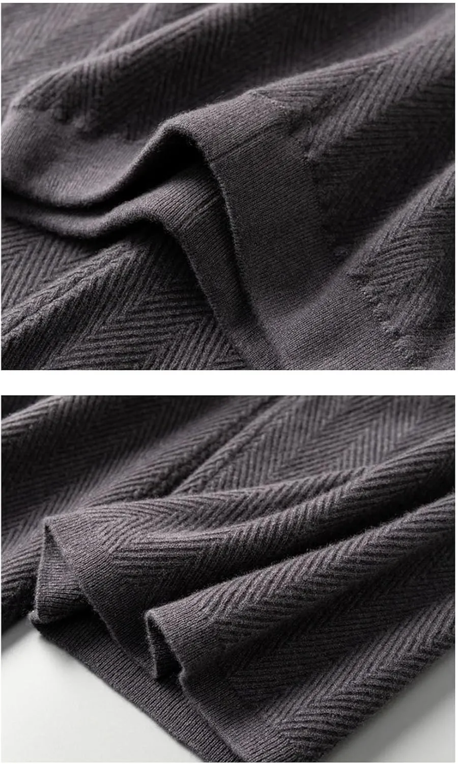 Women Wool Herringbone Pattern Knit Loose Pants Thick Straight Pants Soft Fine Wool Long Trousers