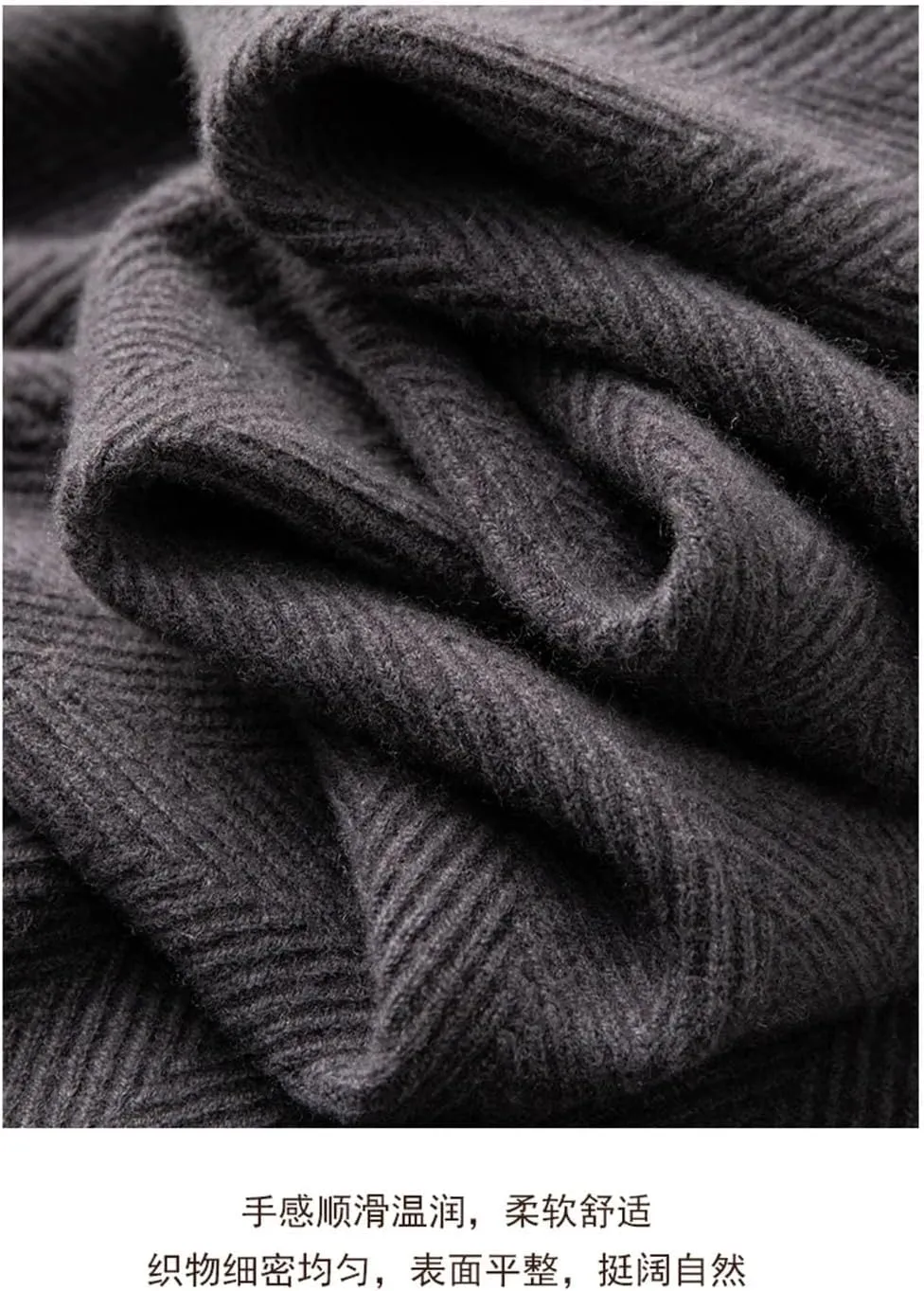 Women Wool Herringbone Pattern Knit Loose Pants Thick Straight Pants Soft Fine Wool Long Trousers