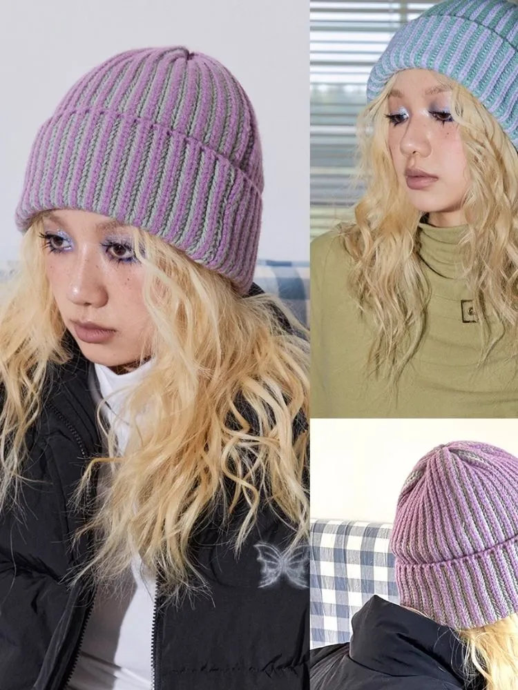 Wool Warm Two Color Cold Hat【s0000004341】