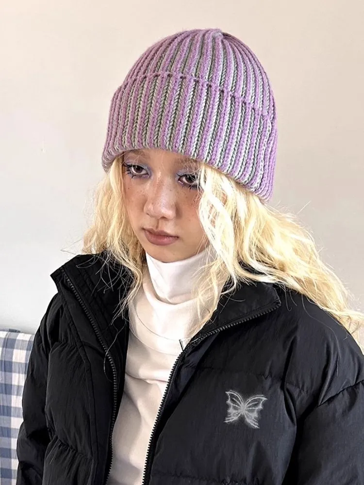 Wool Warm Two Color Cold Hat【s0000004341】